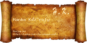 Hanke Károly névjegykártya